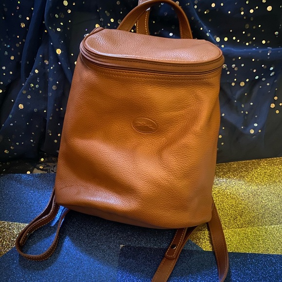 LONGCHAMP VINTAGE CAMEL TAN GENUINE LEATHER Backpack GORG RARE LUX $ FIRM - Picture 11 of 16